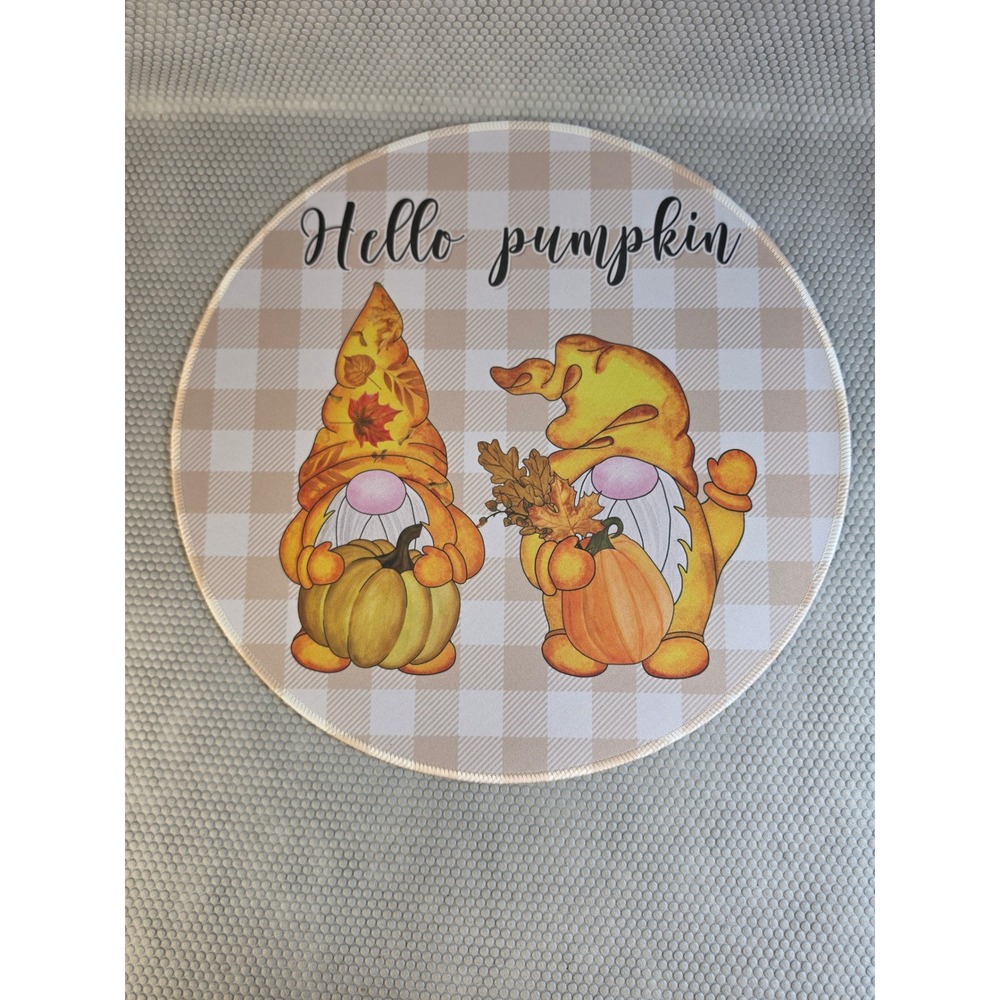 Set of 6 Fall Harvest Round Placemats Pumpkins Gnomes Autumn Table Decor - Picture 4 of 7